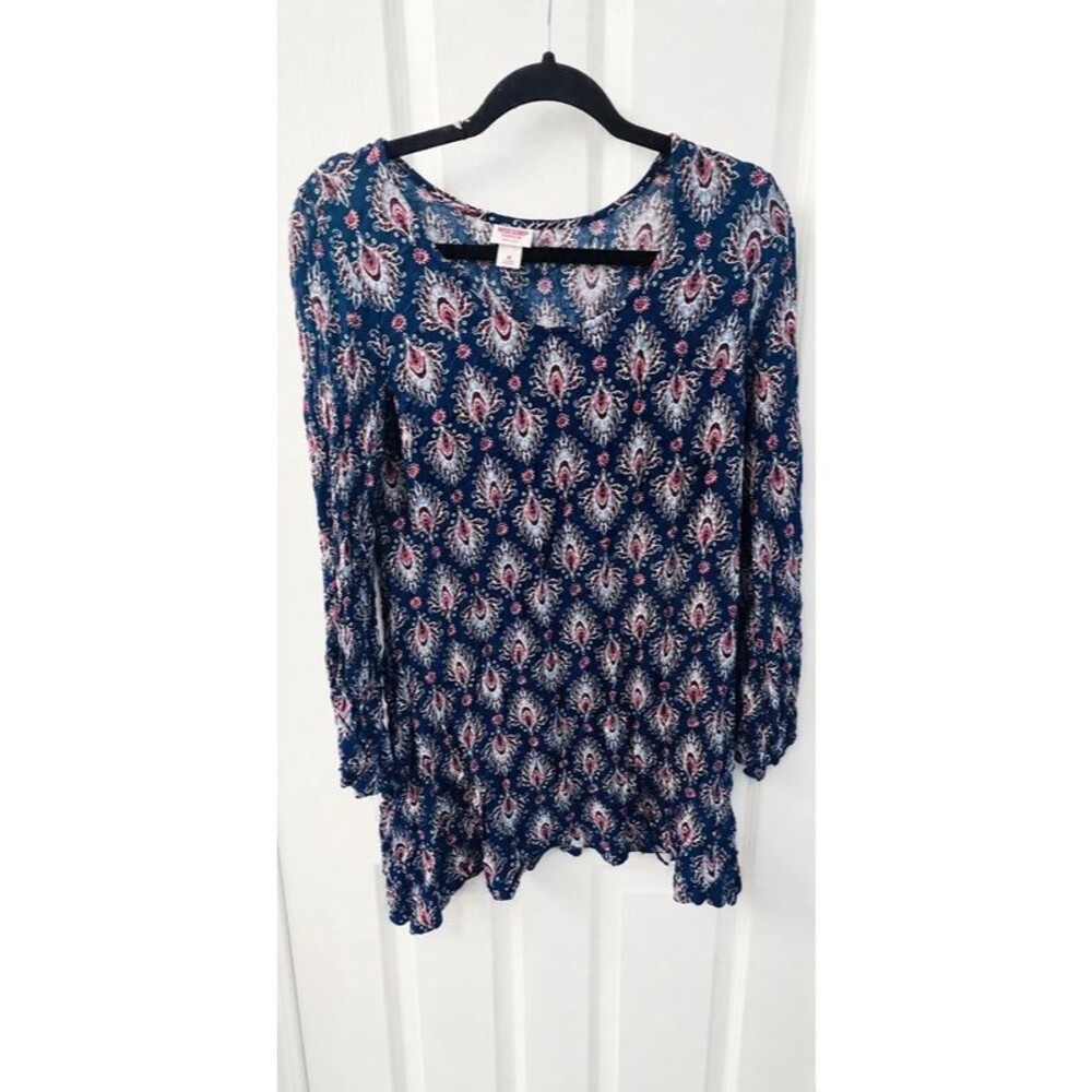 Mossimo Supply Co Women’s Medium Navy Paisley Boho Long Sleeve Peasant Top